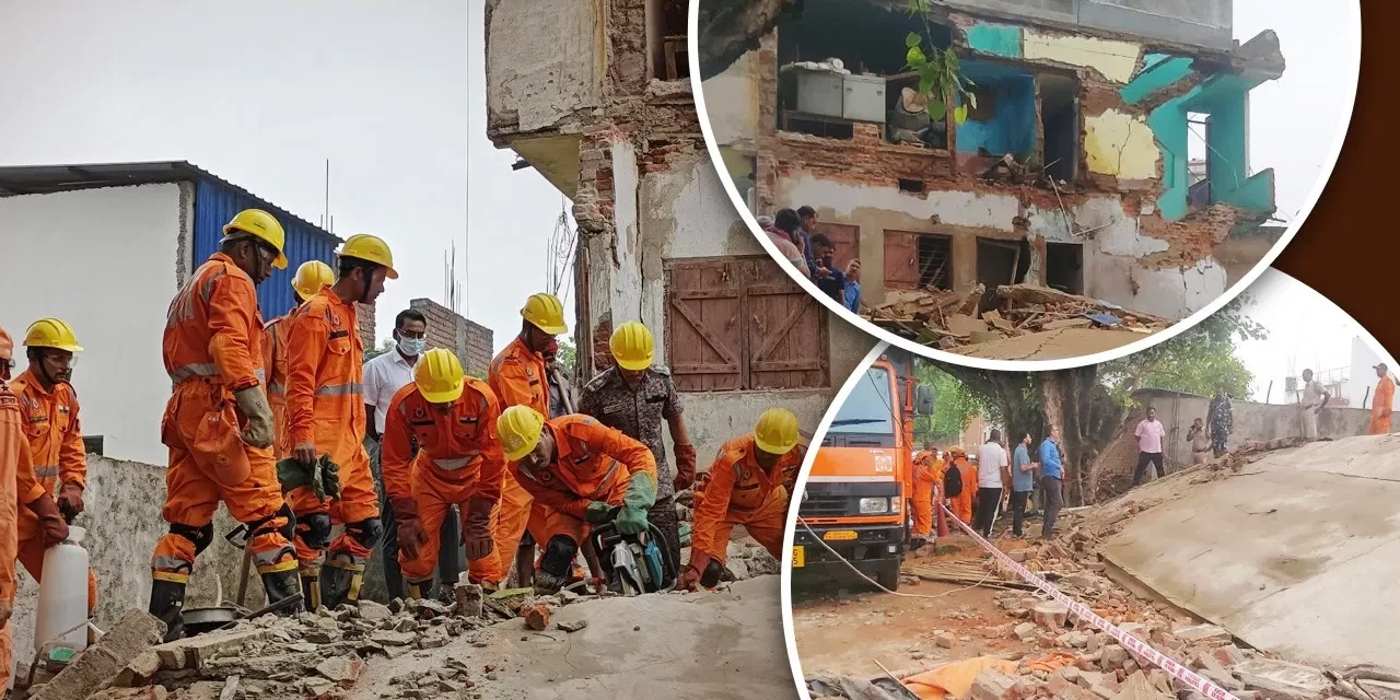 सूरत के बाद अब झारखंड के देवघर में गिरी तीन मंजिला बिल्डिंग, 1 की मौत , NDRF की टीम मौके पर